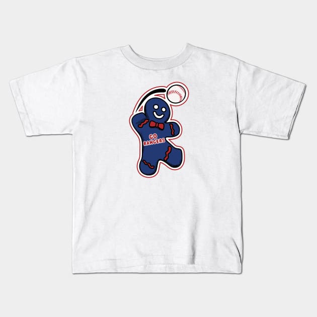 Texas Rangers Gingerbread Man Kids T-Shirt by Rad Love